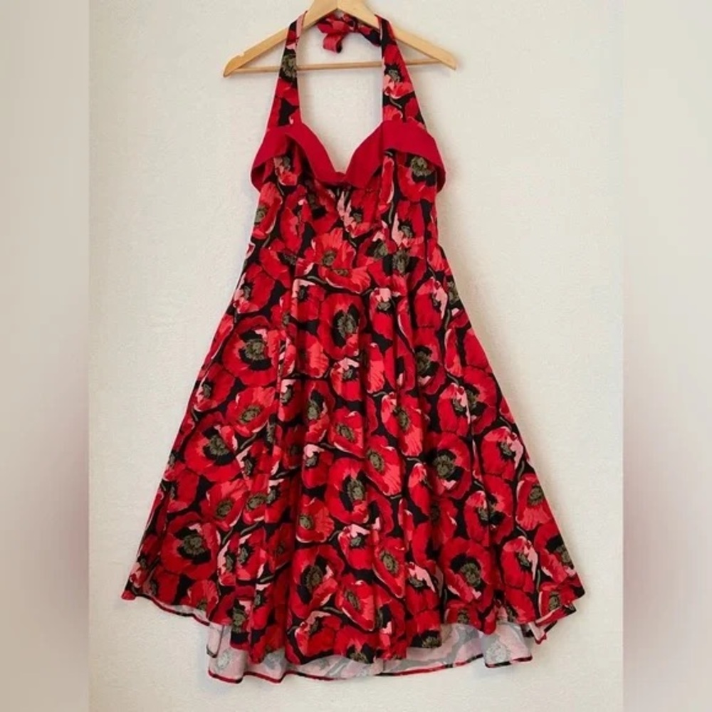 Bettie Page Red Poppy Halter Dress.